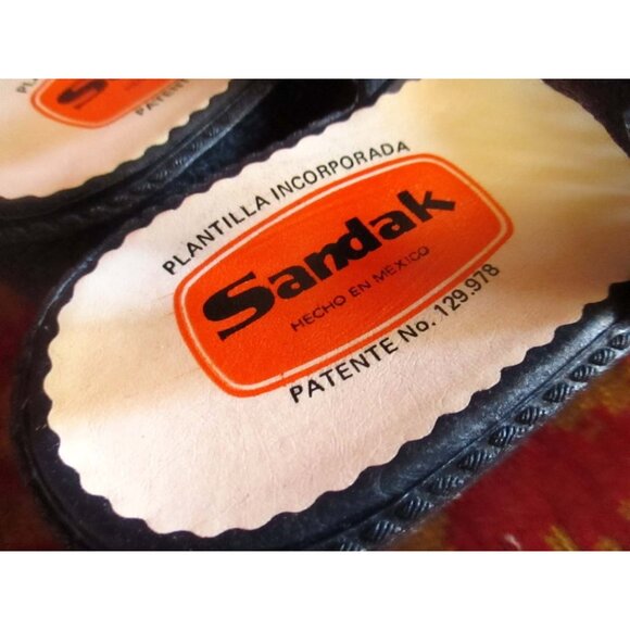 Sz 9 NEW NIB True Vtg 70s Womens BLUE RUBBER Strappy MEXICAN SANDALS SANDAK 25cm - Picture 4 of 8